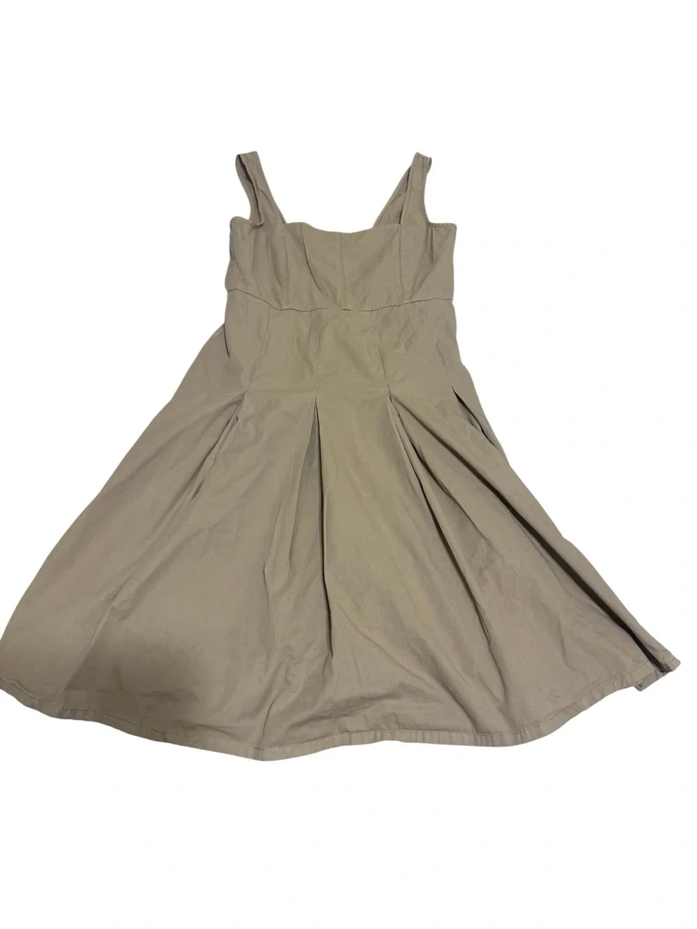 J. Crew Beige Square-Neck Pleated Midi Dress